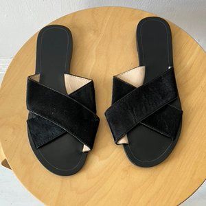 BR Leather and Calf Hair Strappy Sandal